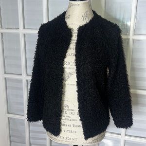 H&M WOMENS OPEN FRONT CARDIGAN SHERPA SWEATER BLACK 8
